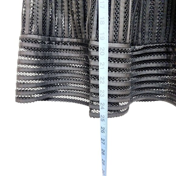 Haute Monde Womens Black Mesh A-Line Midi Skirt  Striped Lace Design Size S - Picture 7 of 10
